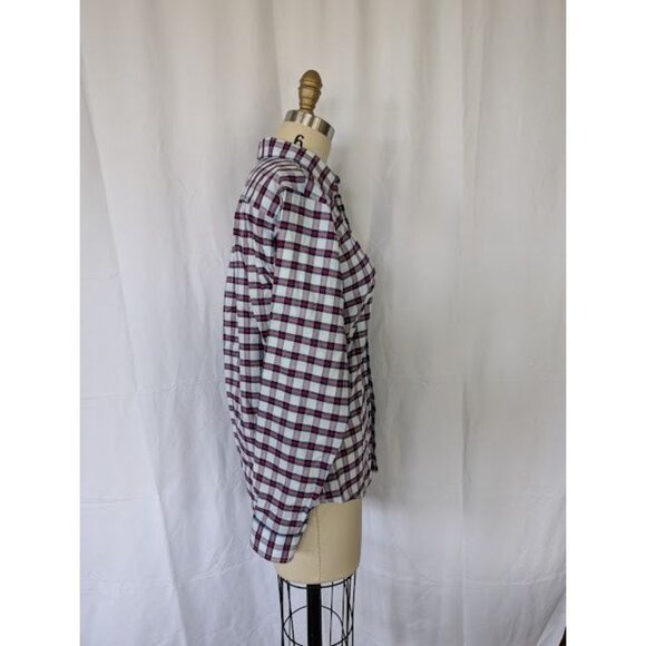 Brooks Brothers Shirt Women's Size Large Long Sleeve Plaid Blue Red Preppy White - Picture 4 of 4